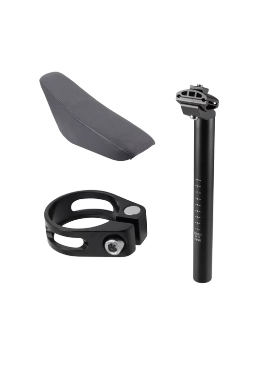 Moto Seat, Seat Post, and Seat Clamp Bundle